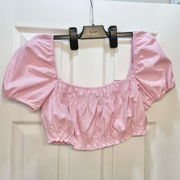 Zara Cropped Pink Striped Top - NWOT Woman’s Med - Picture 3 of 6